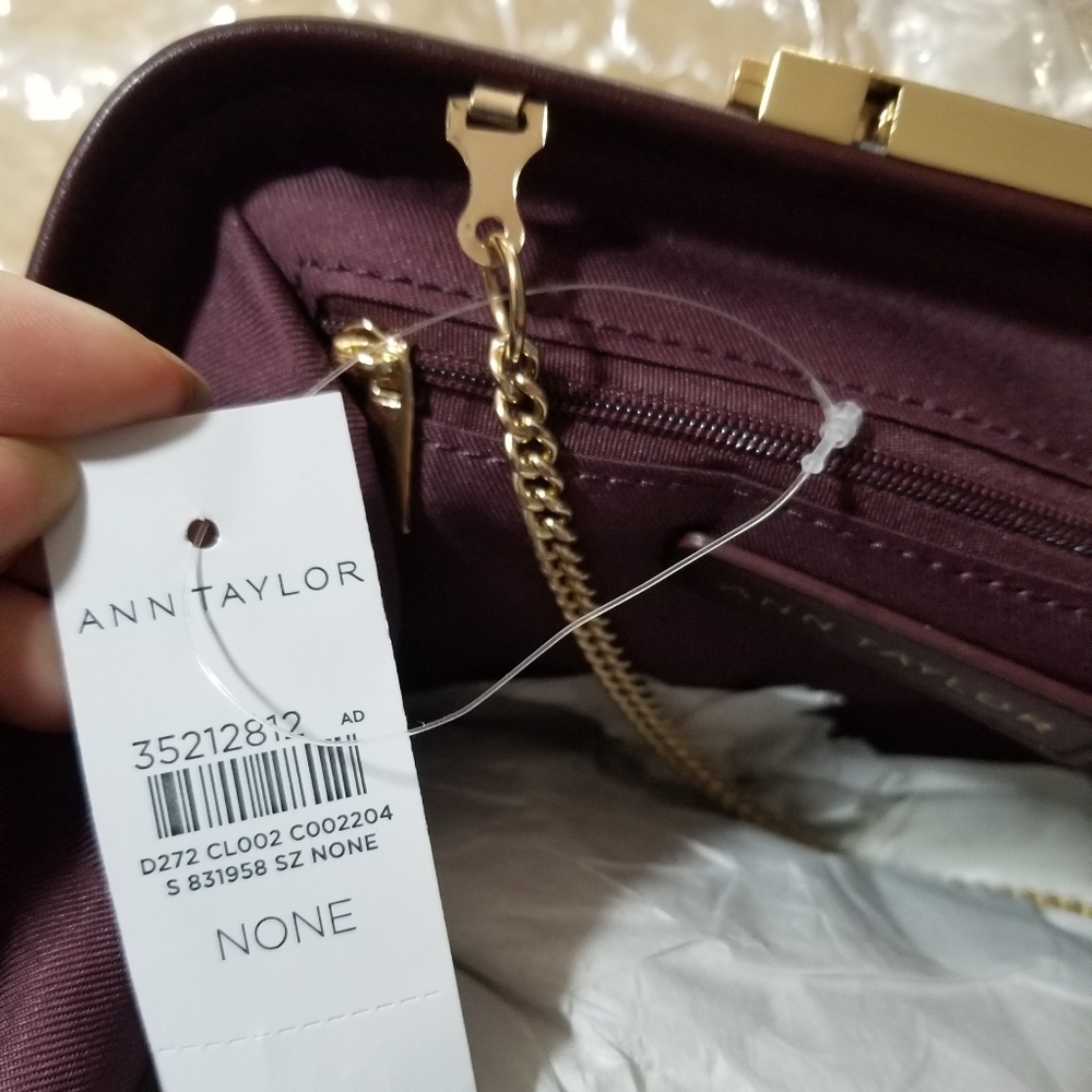 Ann Taylor Soft Frame Clutch Merlot - Picture 12 of 16